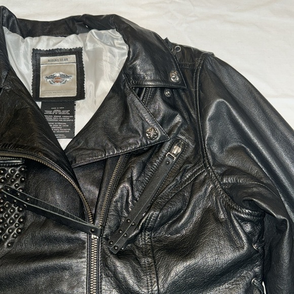 Genuine Heavy Harley Davidson leather Jacket women’s Size L - Picture 4 of 16